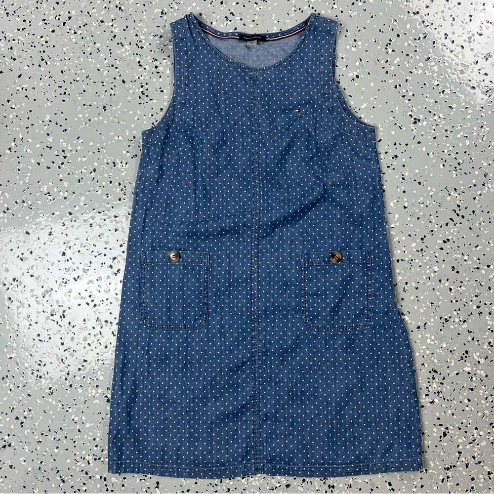 Tommy Hilfiger Chambray Denim Polka Dot Blue and White Dress